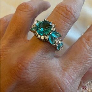 Aquamarine Cubic Zirconia Ring Size 6